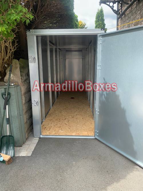 Secure Motorbike shed for 3 bikes, 17ft Long Motorcycle shed front