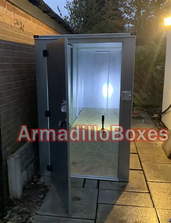 16ft long 4ft wide storage unit with front and side access door